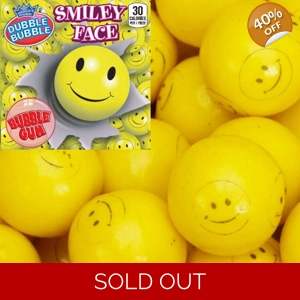 Dubble Bubble Smiley Face Gumballs - Yellow Bubblegum Smiles Gum Balls